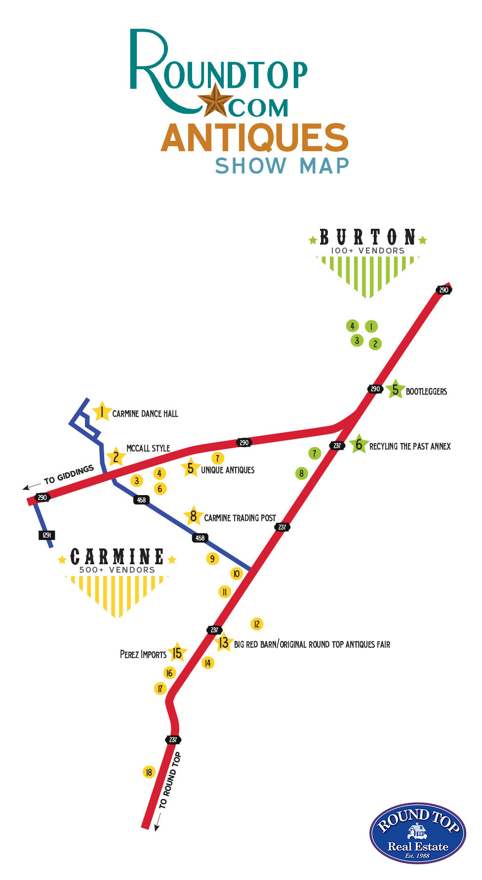 Round Top Antiques Show Map