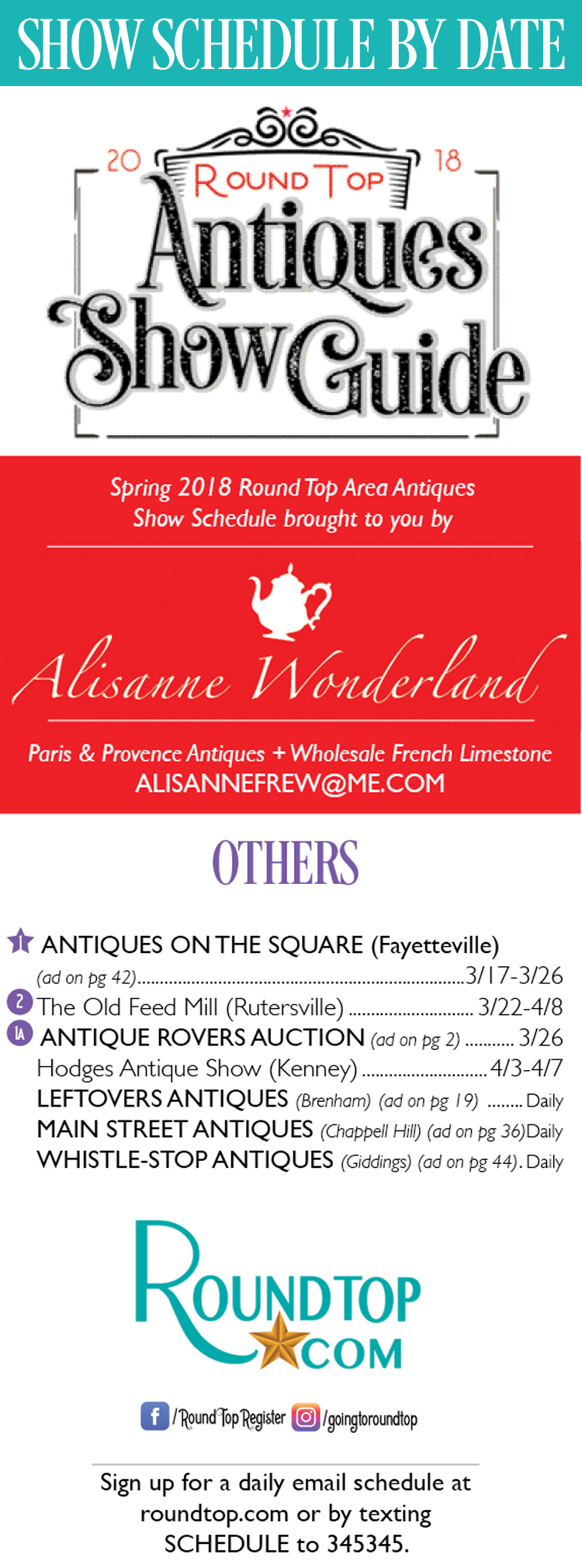 Round Top Antiques Show Schedule