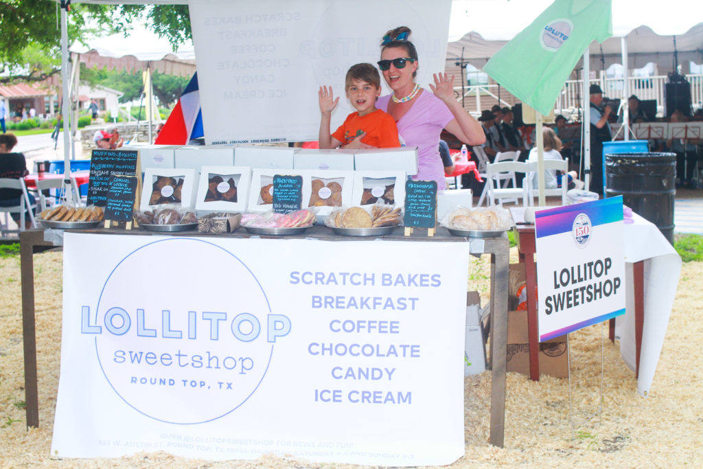 Brooke Michie and Donovan man the Lollitop Sweetshop tent