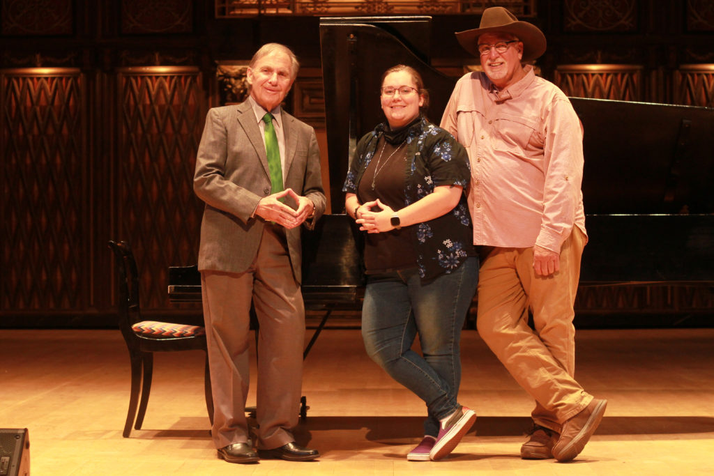 James Dick, Julie Bouchard, and Mayor of Fayetteville, Mike Stroup after their performances