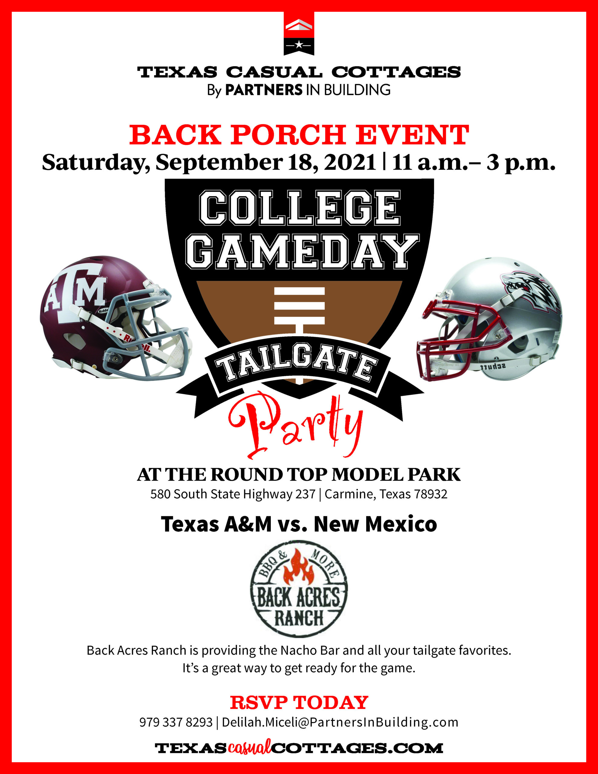 College Gameday Tailgate Party TAMU Vs New Mexico Round Top