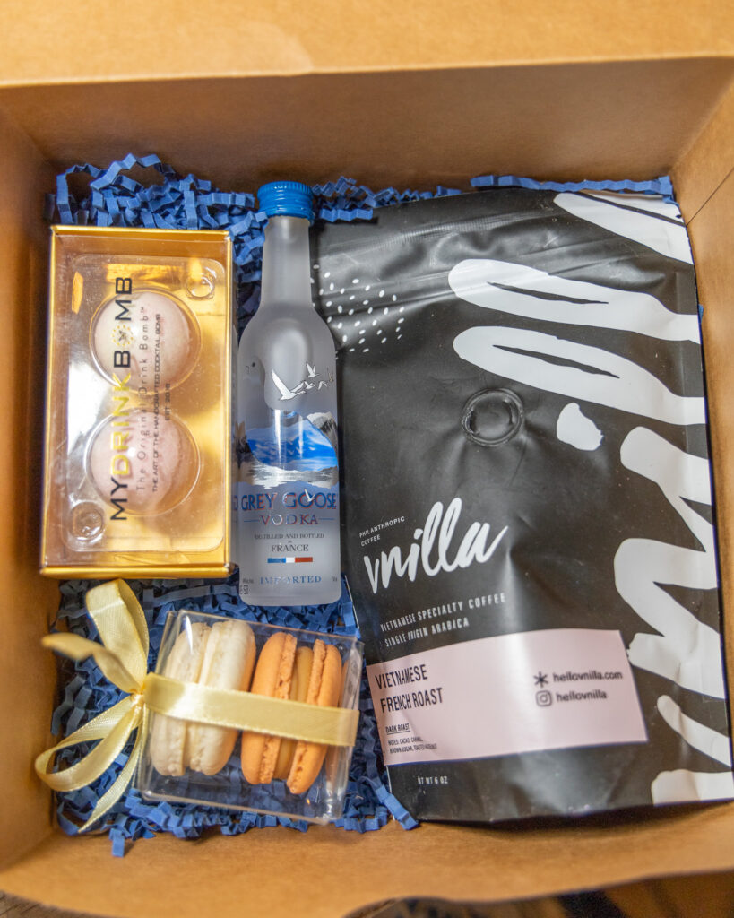 Goody box for the lucky guests at The Halles Benjamin Moore Designer Dinner (Photo by Jordan Geibel)