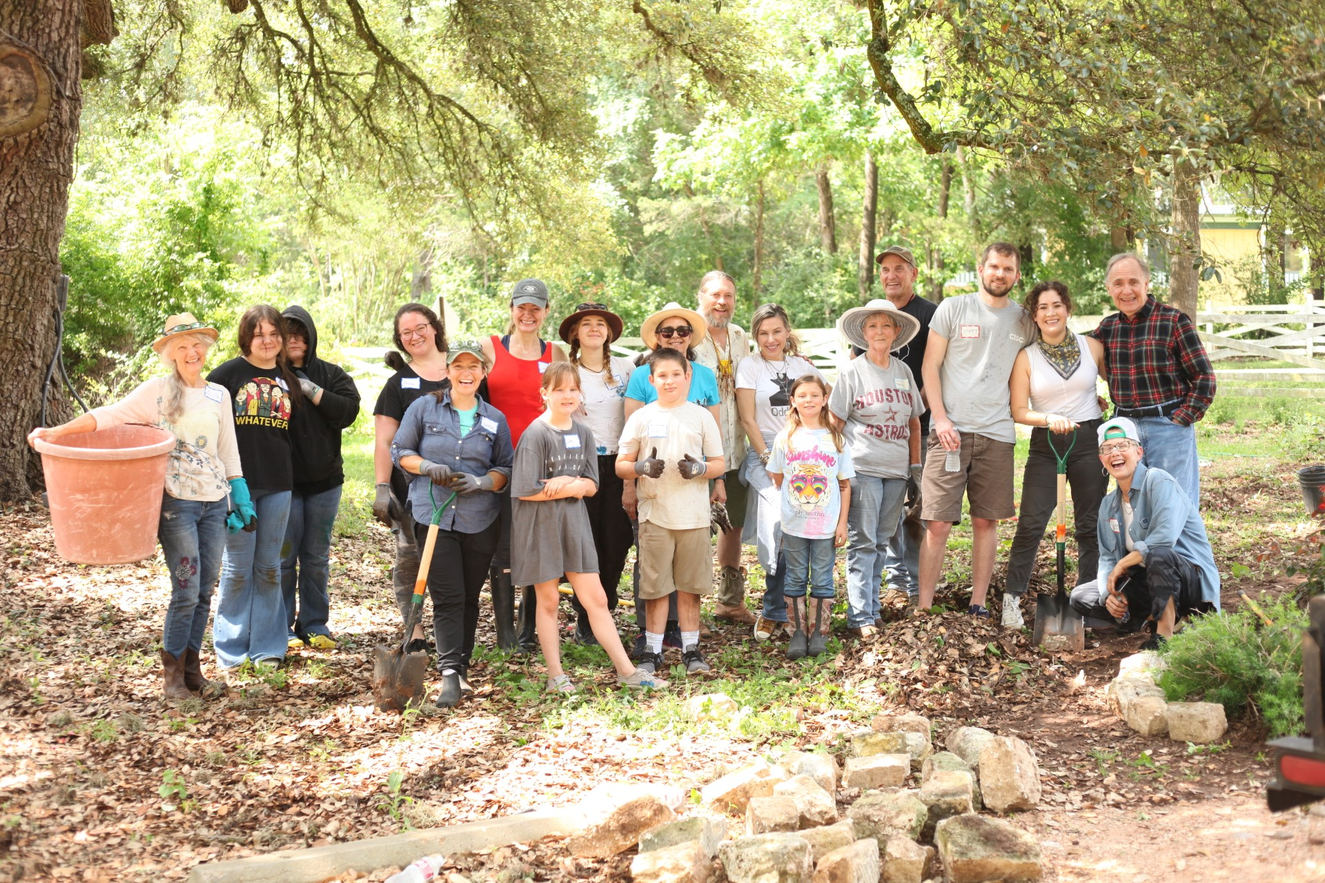Festival Hill Gardens & Grounds committee and volunteers pose after a successful day of gardening.