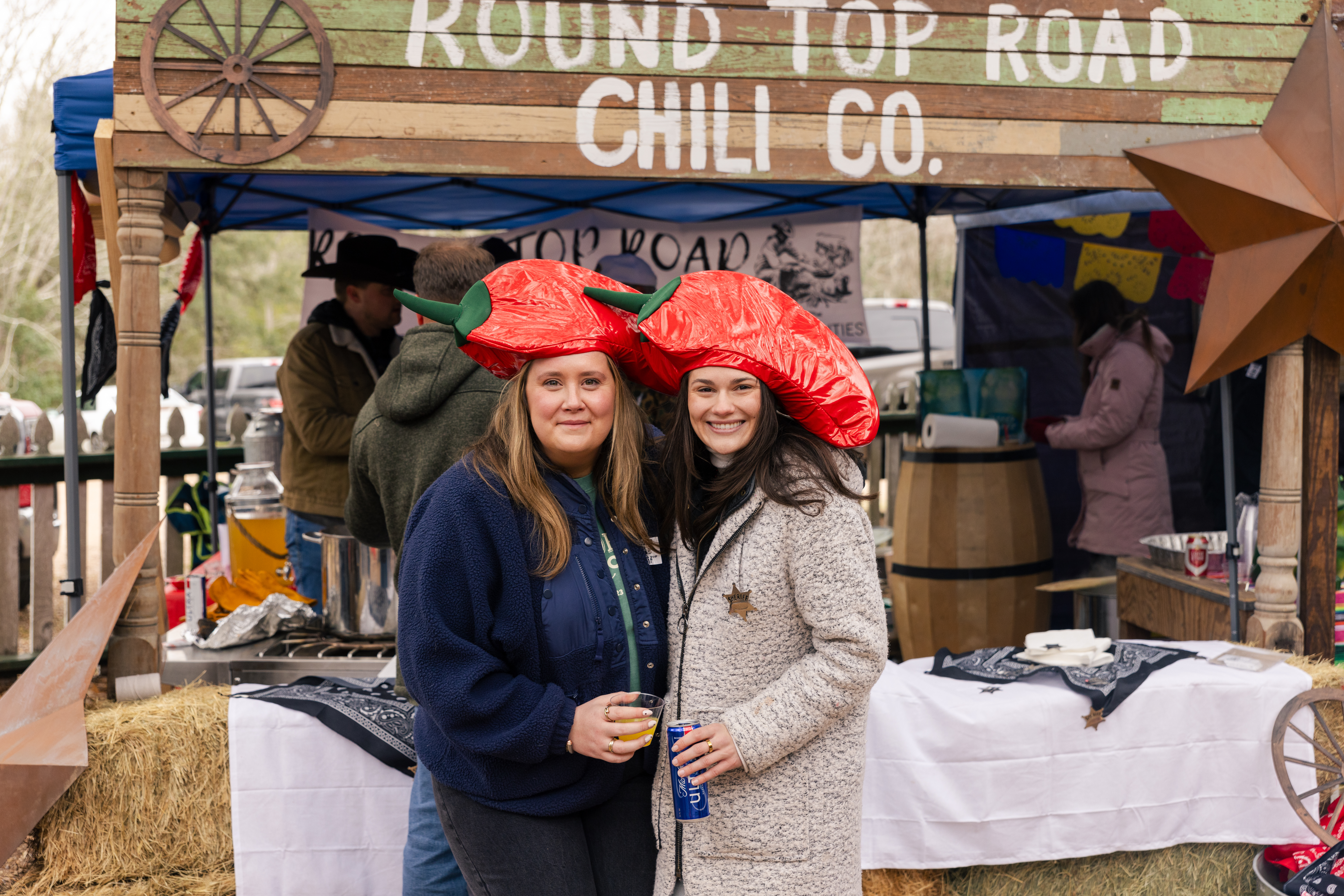 est Showmanship winners Round Top Chili Company braved the cold to cook outdoors at the Round Top Family Library Chili Cookoff. (Photo by Kolton King)
