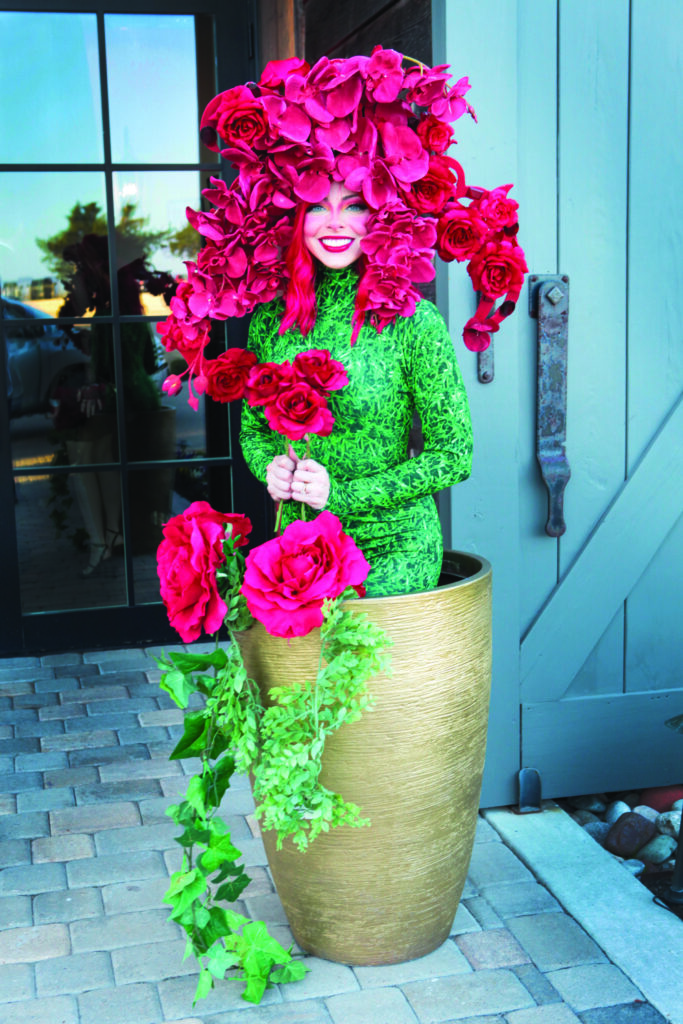 Theresa Skinner as the living rosebush