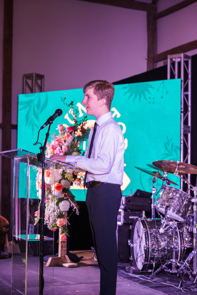 Student speaker Jackson Elliot speaks on the impact RTFF has had on him