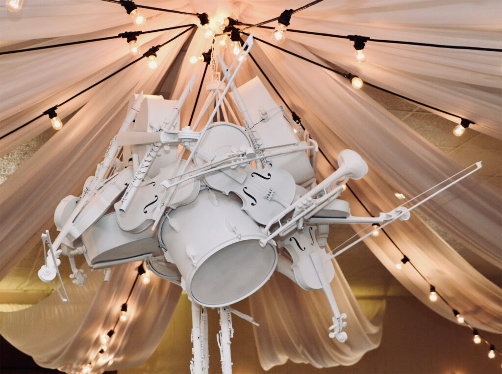 4. Musical instrument chandelier designed by co-chair Dennis Brackeen. Instruments collected by Jan Hughes 2 (Photo by Chris Pierre Bachman)